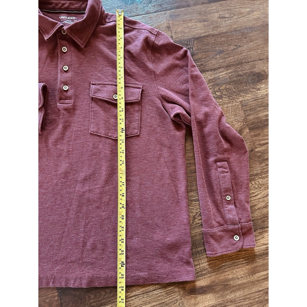 UNTUCKIT Sweater Mens Maroon Matthieu Pullover Henley Fleece Large - Picture 5 of 11